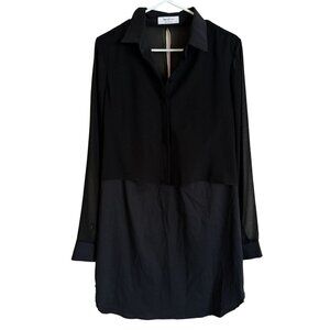 Bailey 44 Elegant Black Panel Shirt Tunic Dress‎ Woman's Large i2